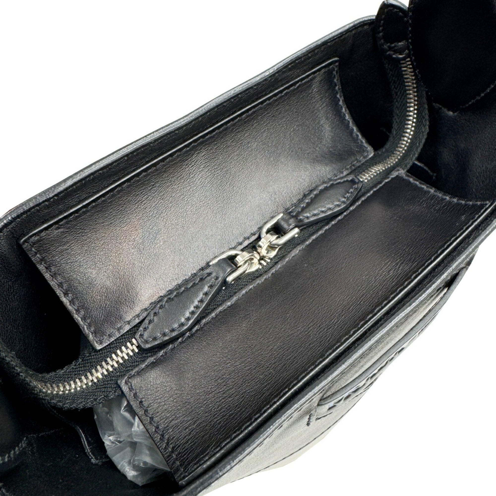 Prada Black White Leather Handbag Shoulder Bag