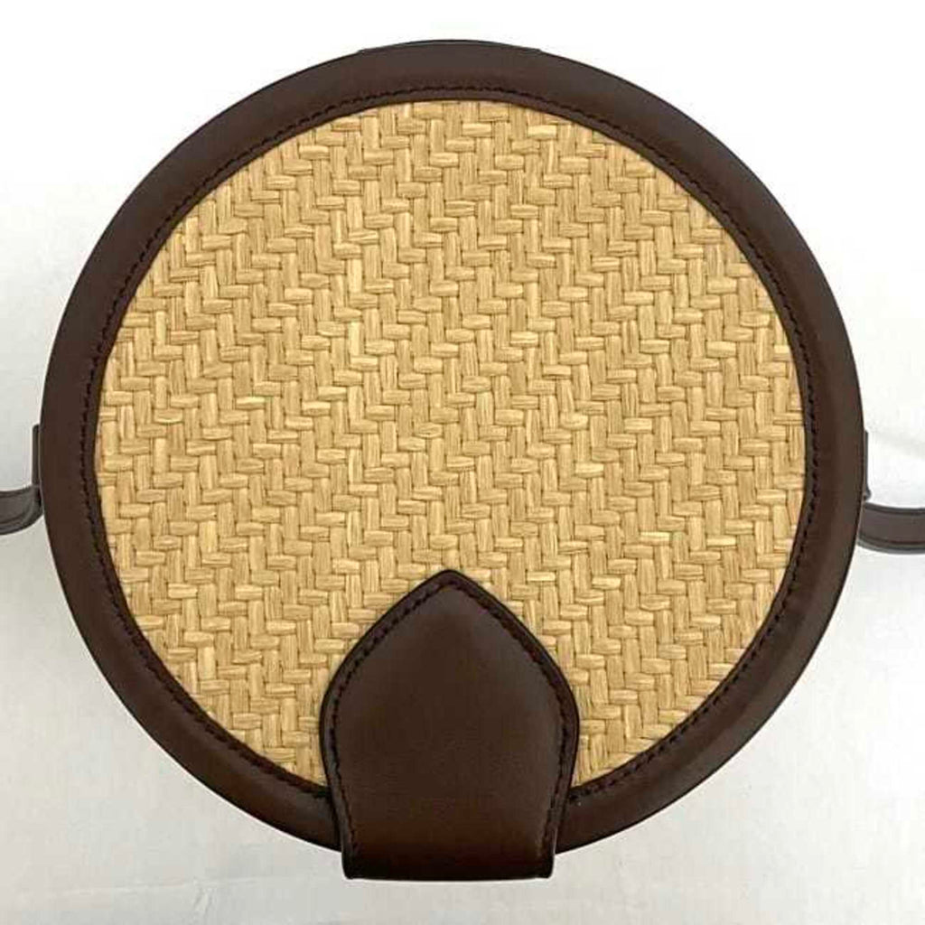 Celine Beige Brown Straw Leather Shoulder Bag
