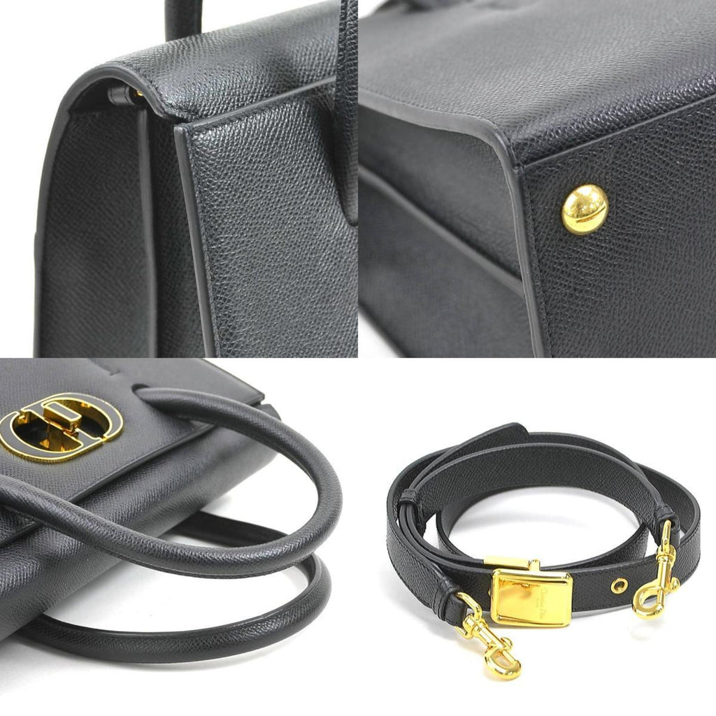 Christian Dior Black Leather Handbag Shoulder Bag (Pre-Owned)