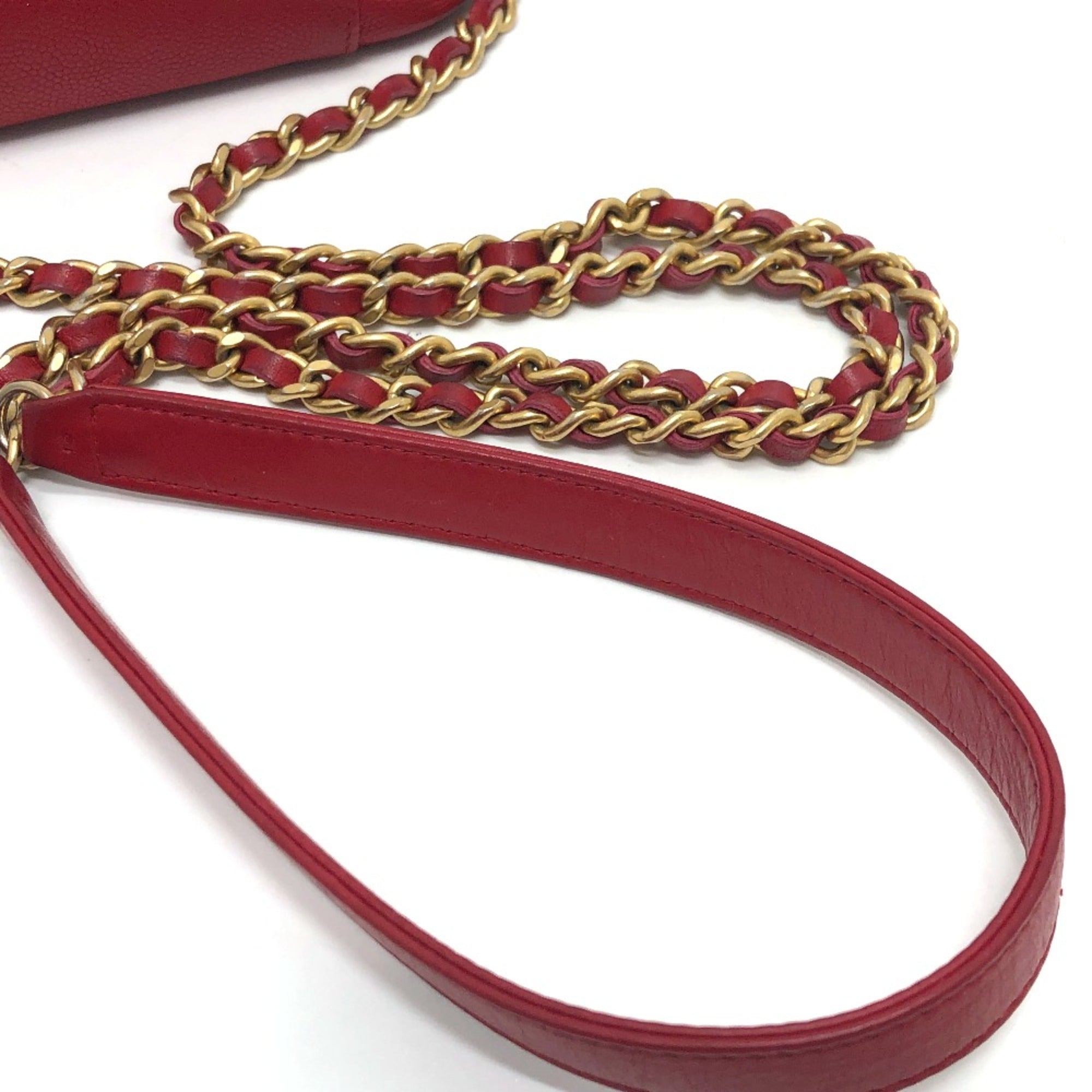 Chanel Red Leather Shoulder Bag