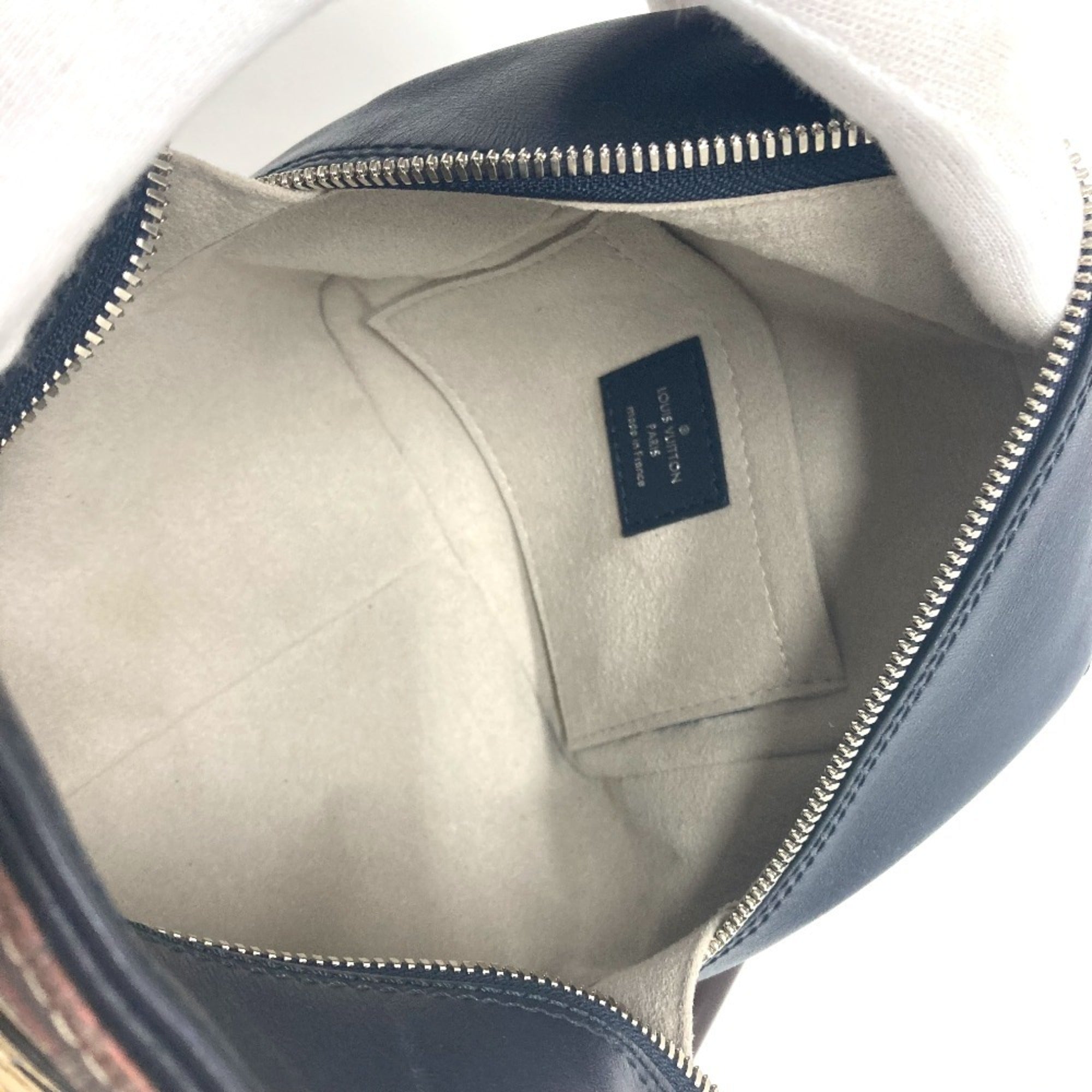 Louis Vuitton Beige Black Leather Handbag