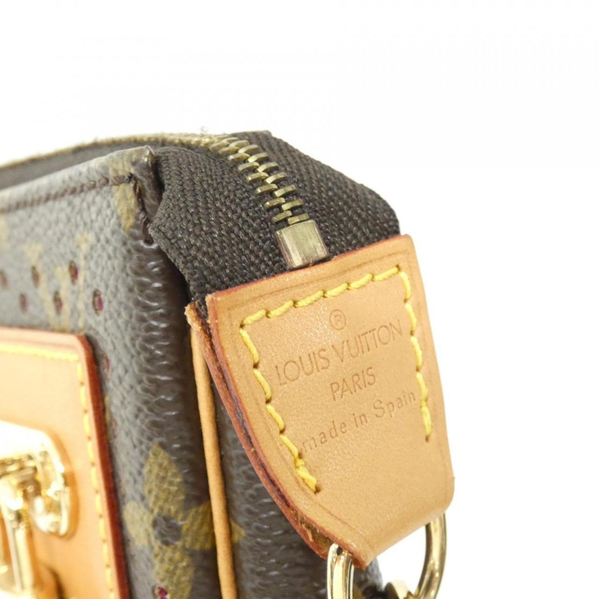 Louis Vuitton Monogram Perfo Fuchsia Marron Coated Canvas Pochette Pouch