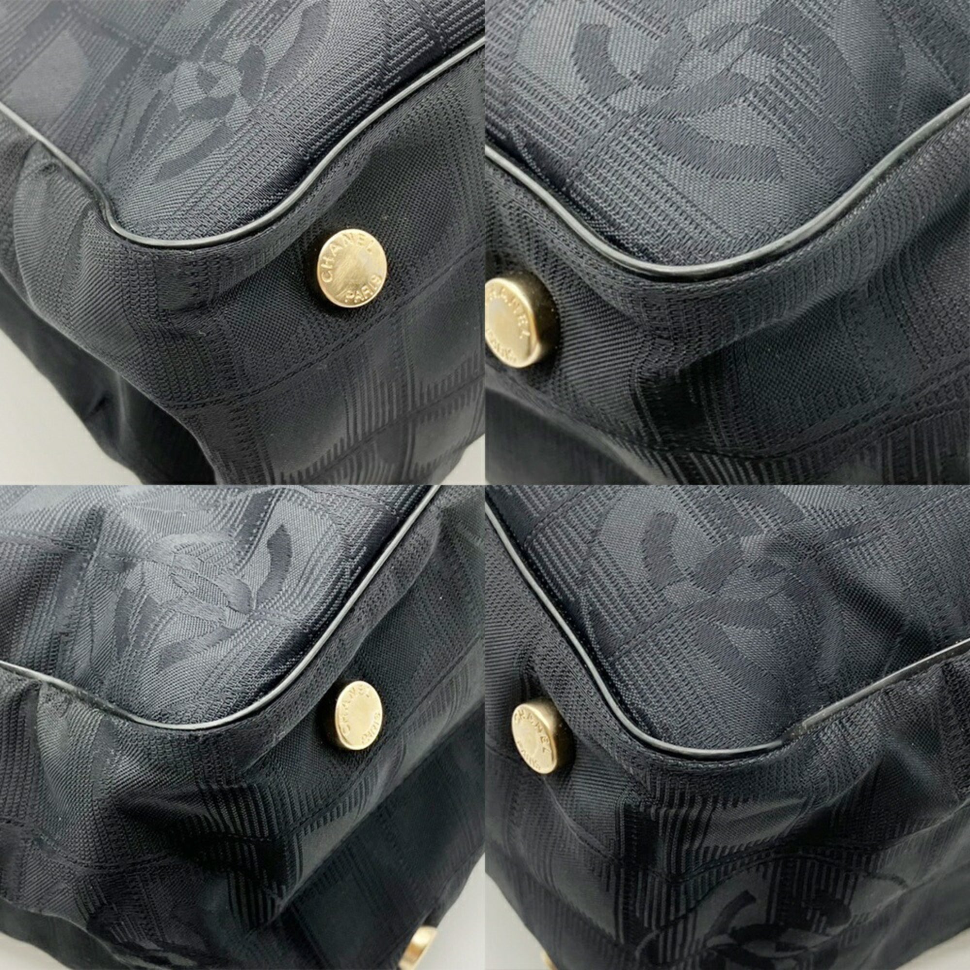 Chanel New Travel Line Black Nylon Leather Handbag Shoulder Bag