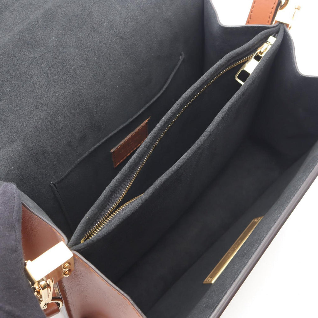 Louis Vuitton Beige Brown Coated Canvas Leather Shoulder Bag