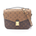Louis Vuitton Black Brown Coated Canvas Leather Handbag Pochette