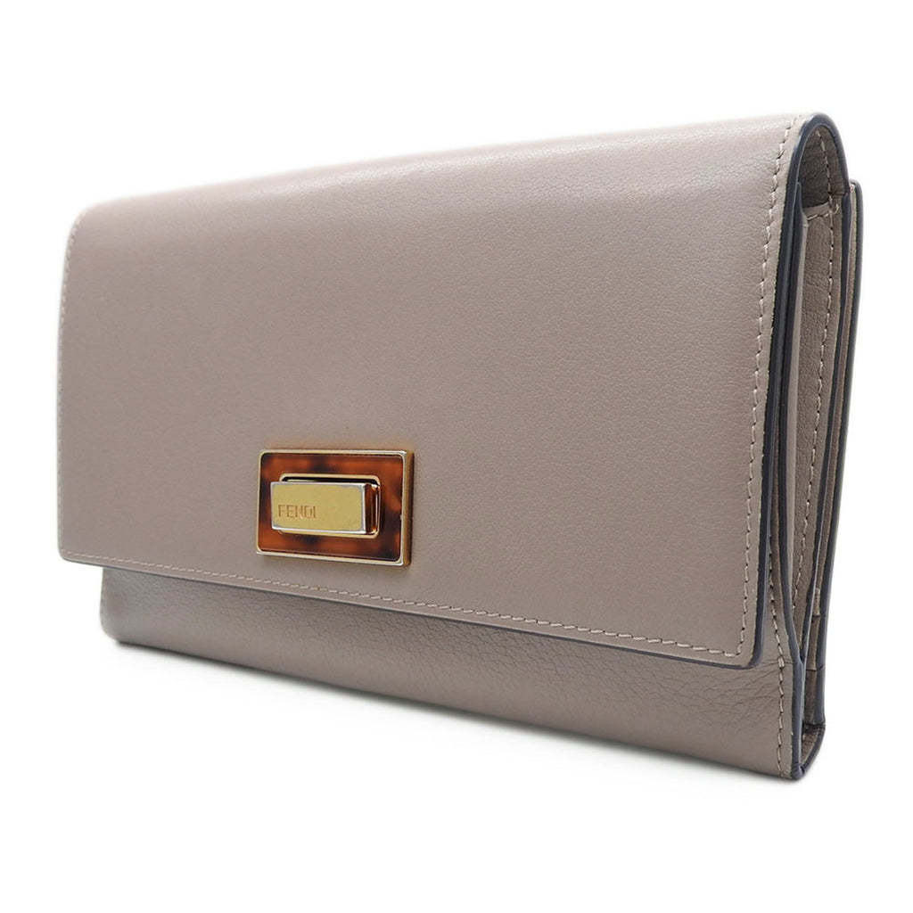 Fendi Beige Grayish Leather Wallet (Bi-Fold)