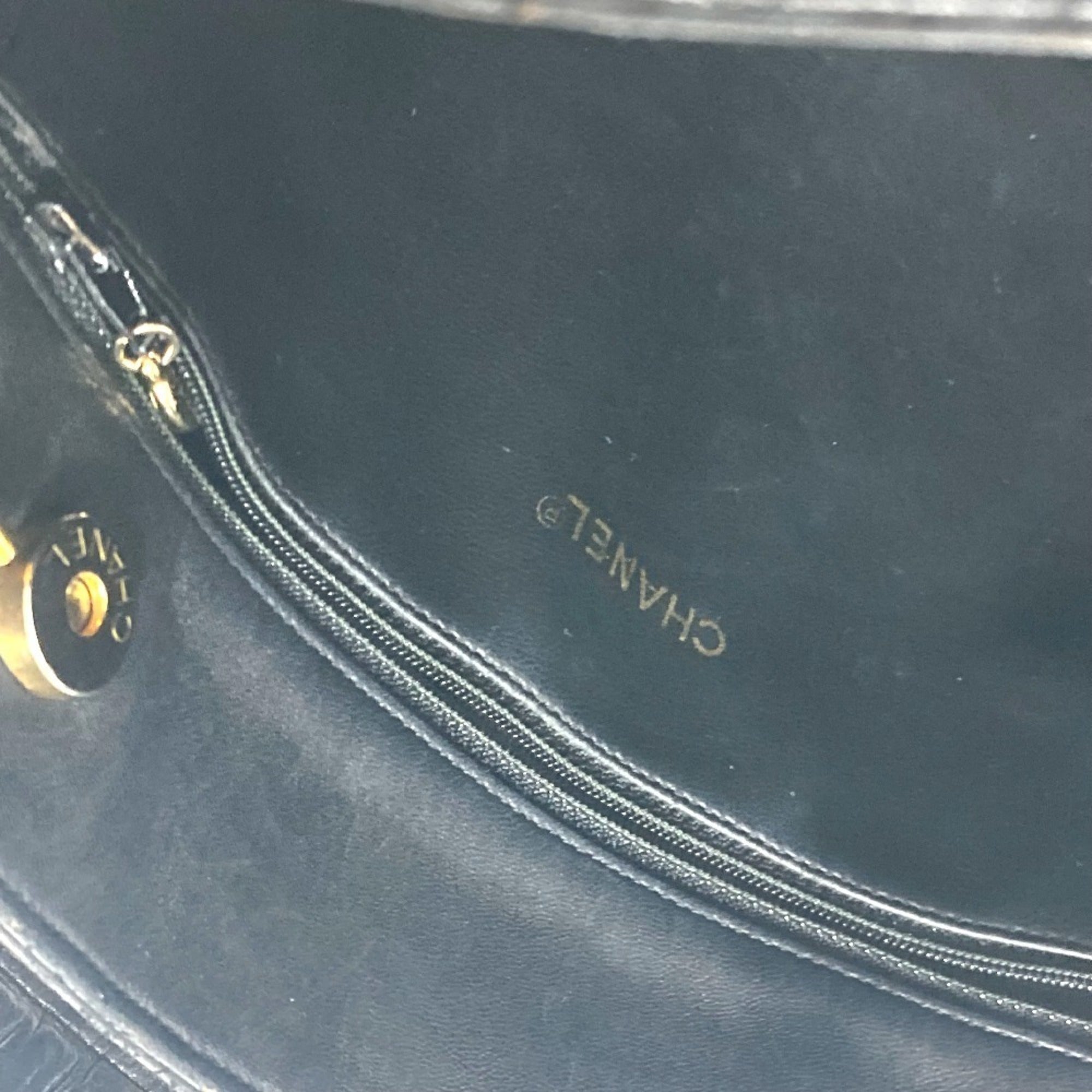 Chanel Black Gold Leather Shoulder Bag Tote Bag