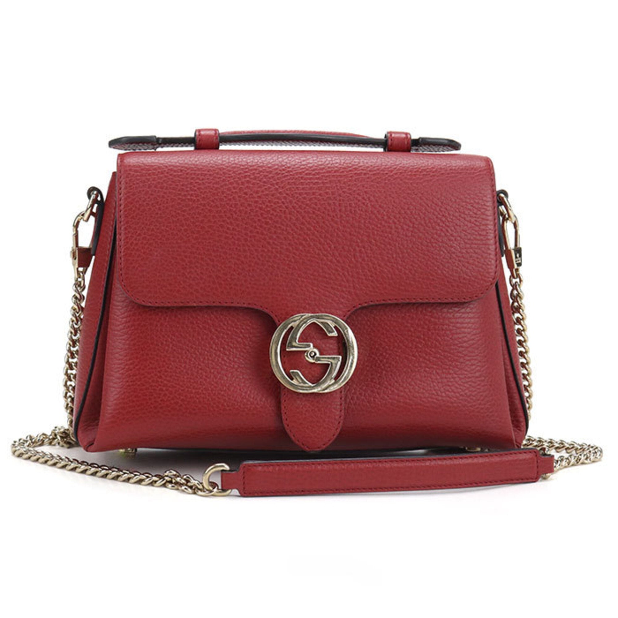 Gucci Red Color Leather Shoulder Bag (Pre-Owned)