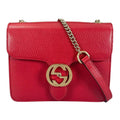 Gucci Red Color Leather Shoulder Bag (Pre-Owned)