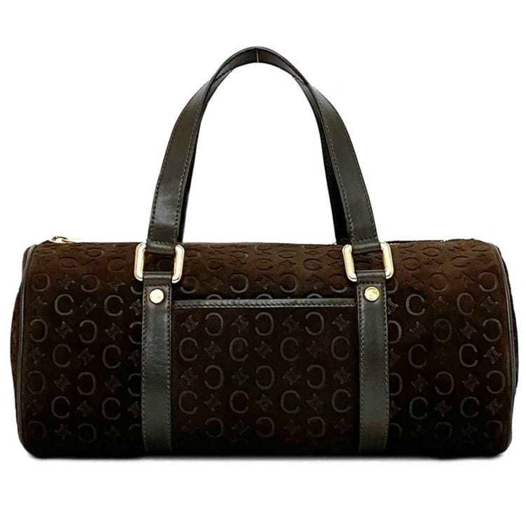 Celine Brown Suede Leather Boston Bag Handbag