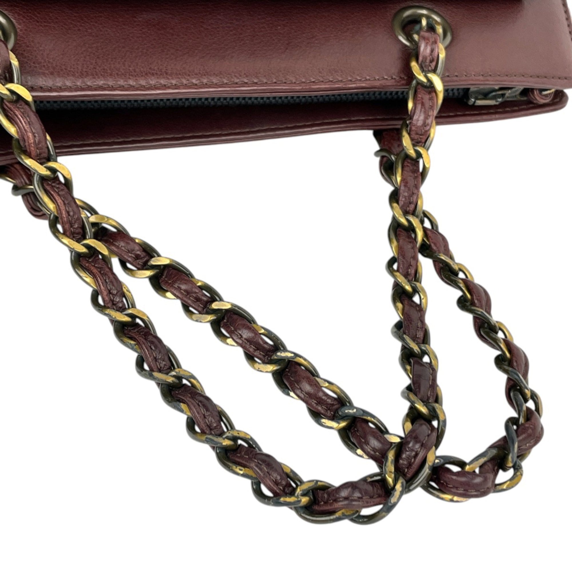 Chanel Brown Leather Handbag Tote Bag