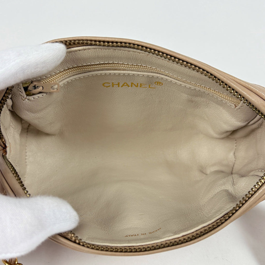 Chanel Matelasse Beige Leather Shoulder Bag