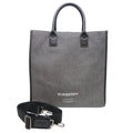 Burberry Gray Canvas Leather Tote Bag