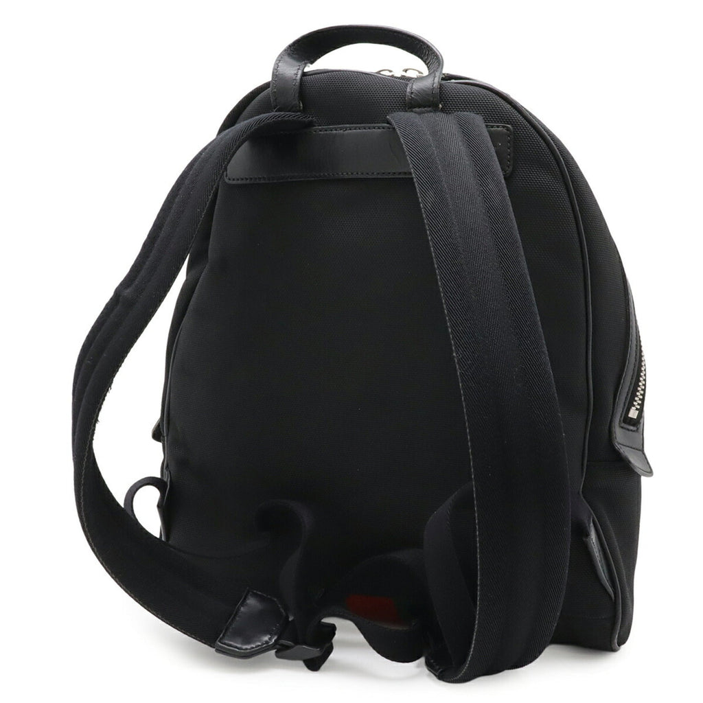 Gucci Black Green Red Color Canvas Leather Backpack (Pre-Owned)