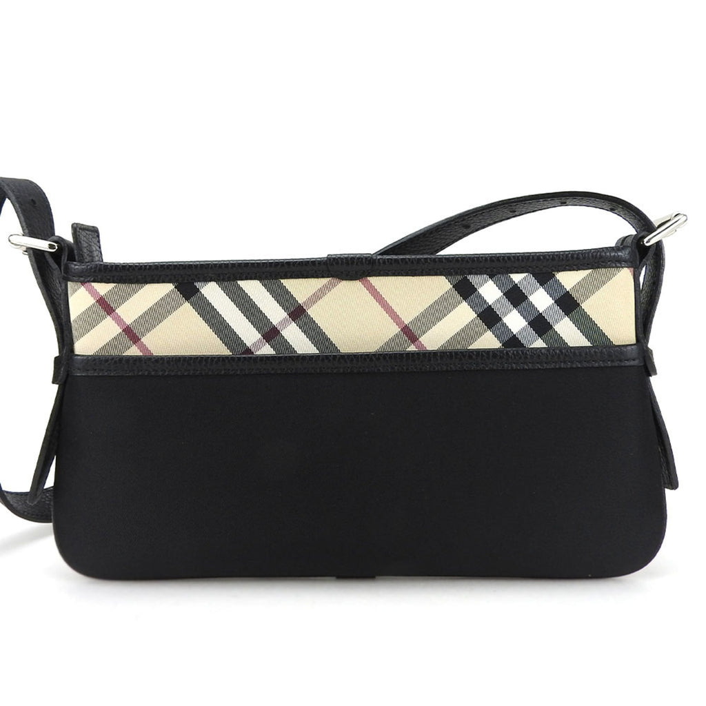 Burberry Beige Black Canvas Leather Shoulder Bag