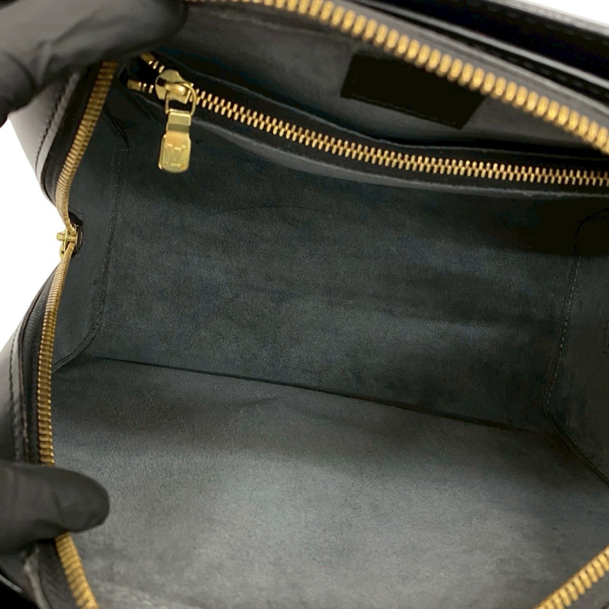 Louis Vuitton Black Leather Handbag Tote Bag