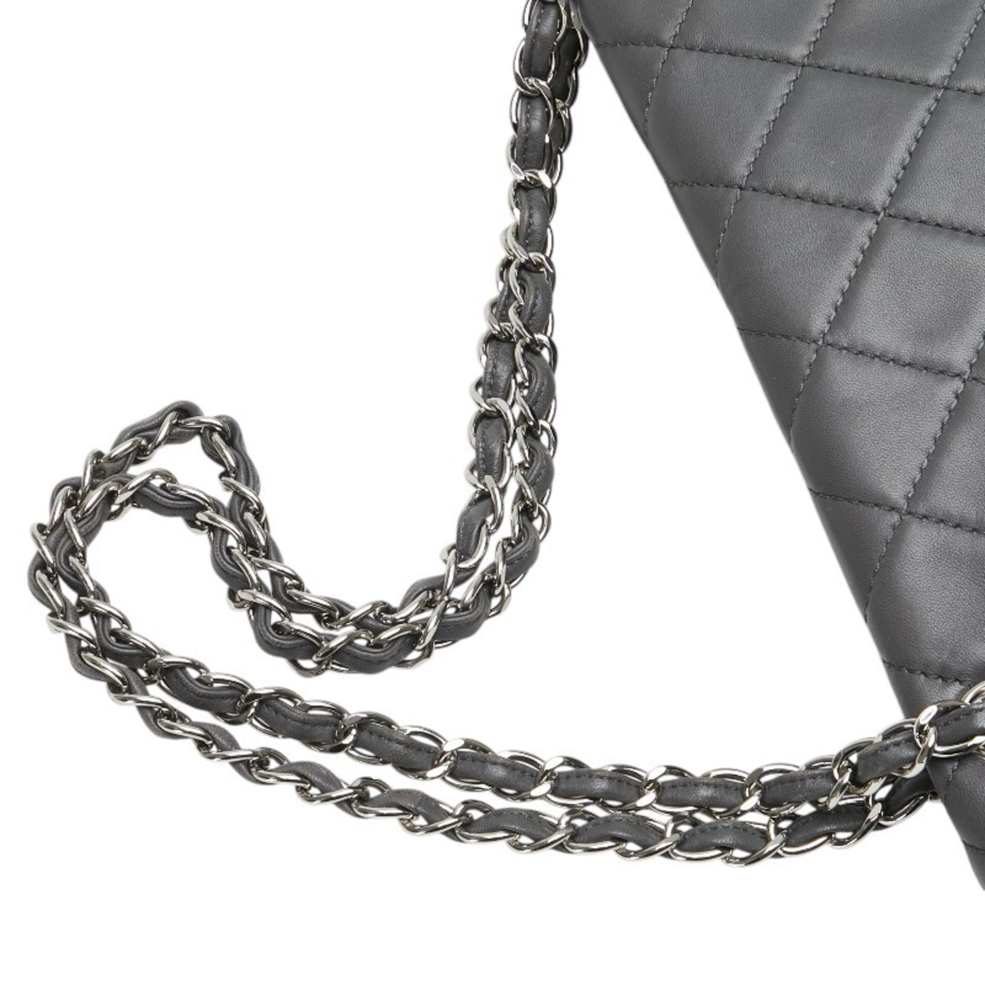Chanel Gray Leather Shoulder Bag