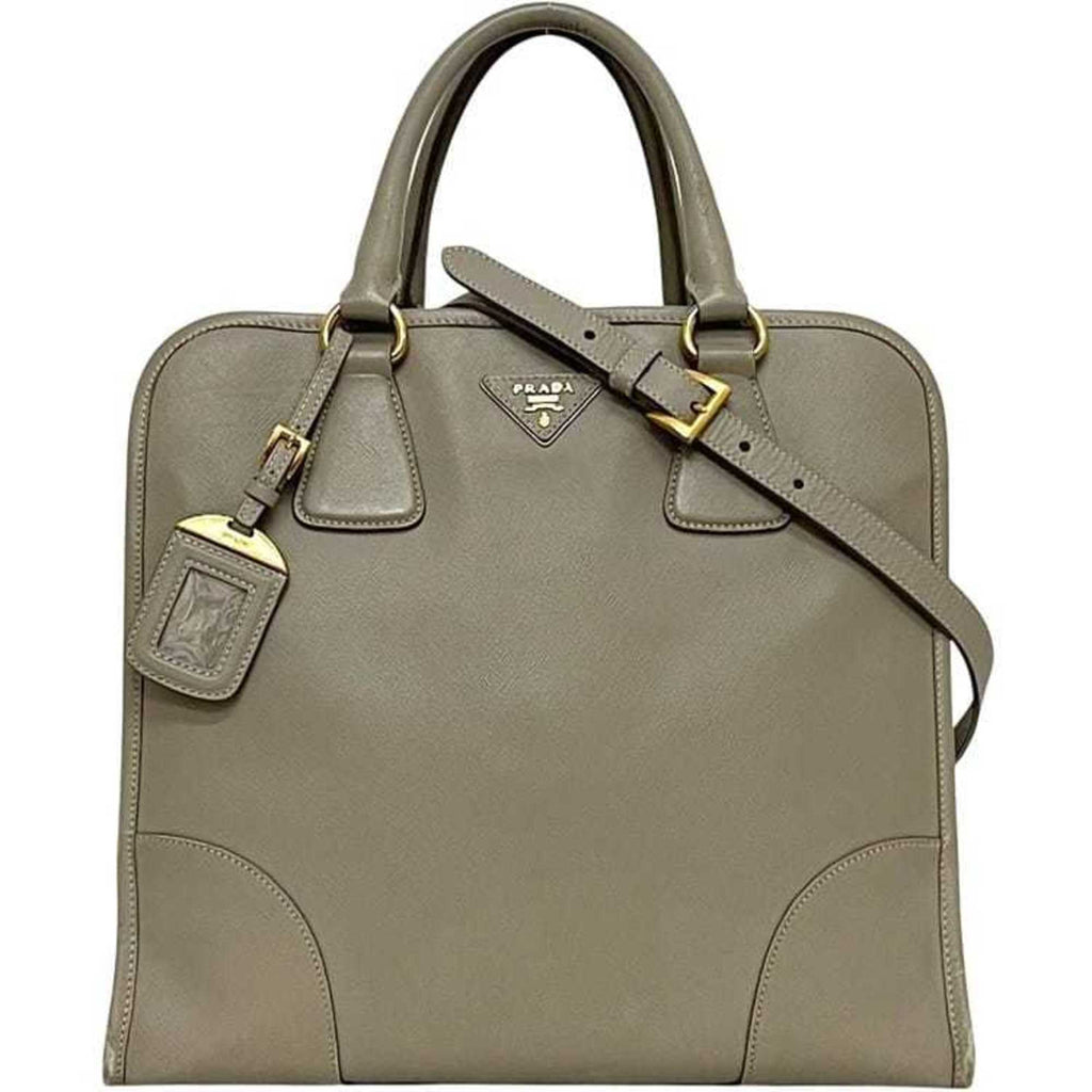 Prada Saffiano Beige Leather Handbag Shoulder Bag