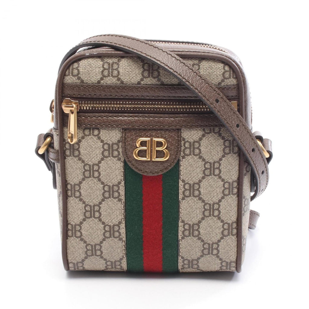 Balenciaga Beige Brown Coated Canvas Leather Handbag Shoulder