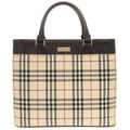 Burberry Beige Dark Brown Canvas Handbag