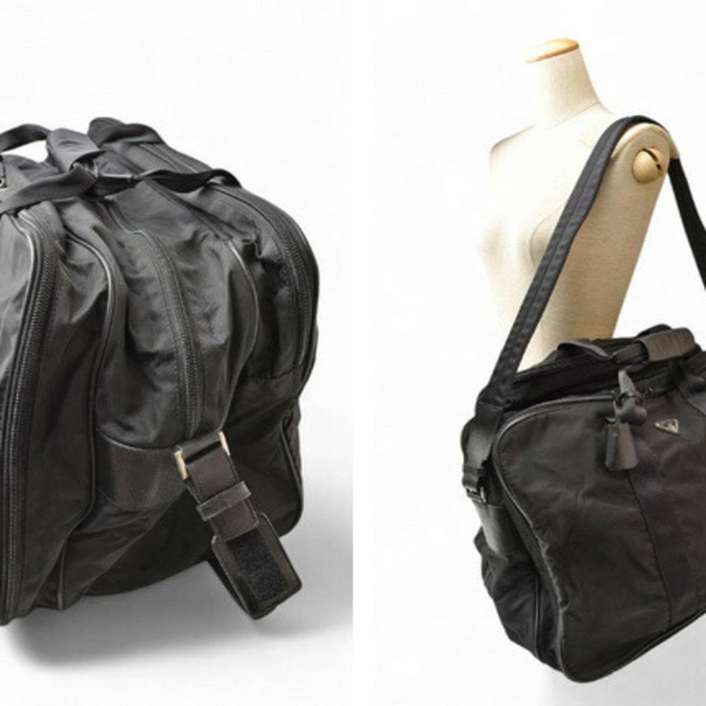 Prada Black Nero Nylon Boston Bag Shoulder Bag