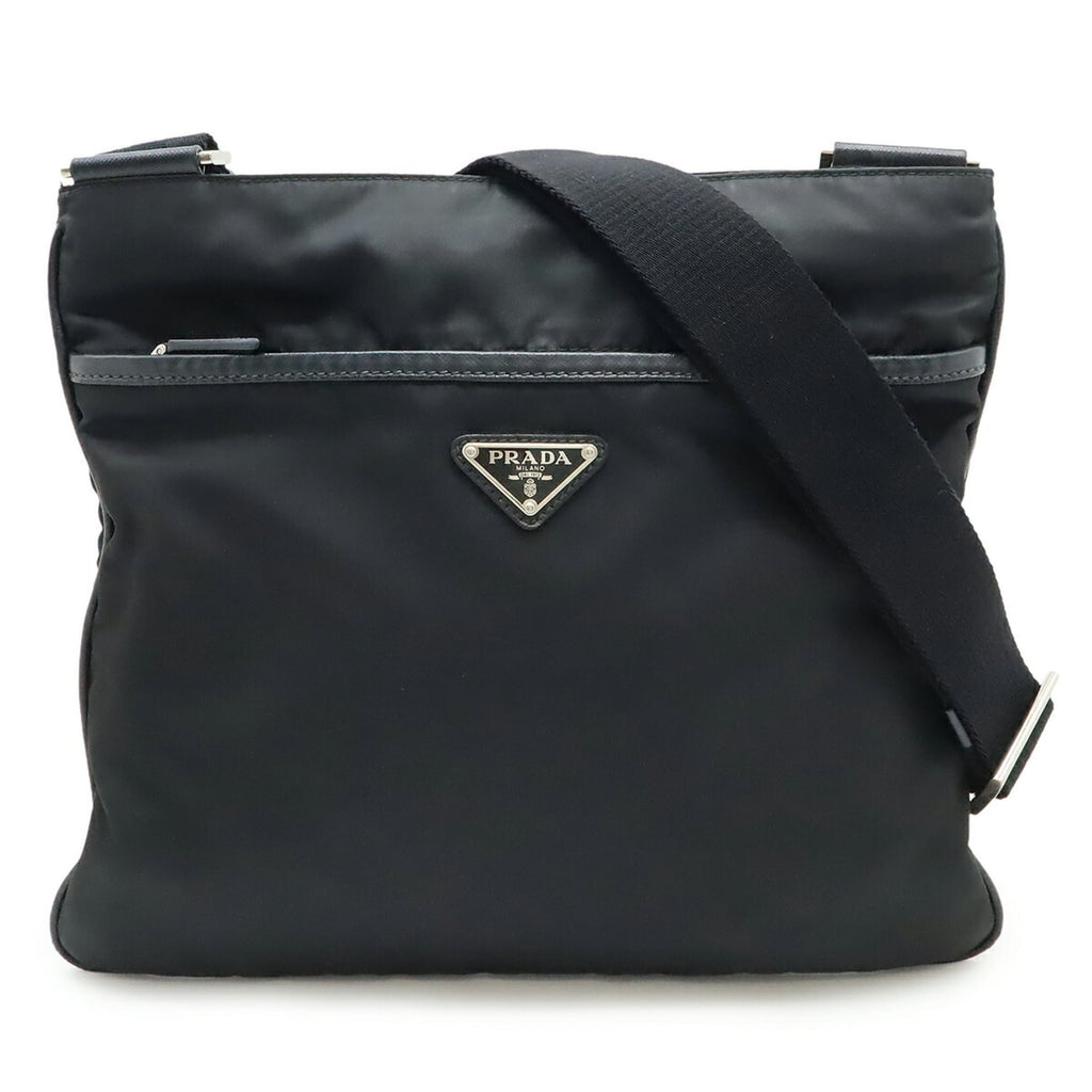 Prada Black Nero Nylon Leather Shoulder Bag