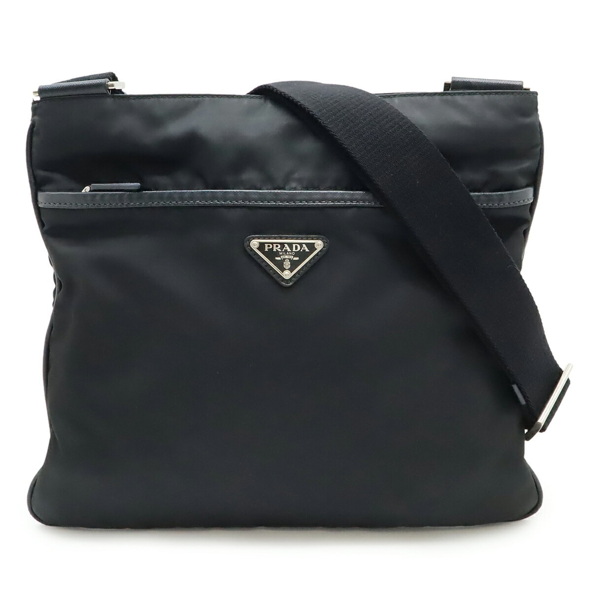 Prada Black Nero Nylon Leather Shoulder Bag