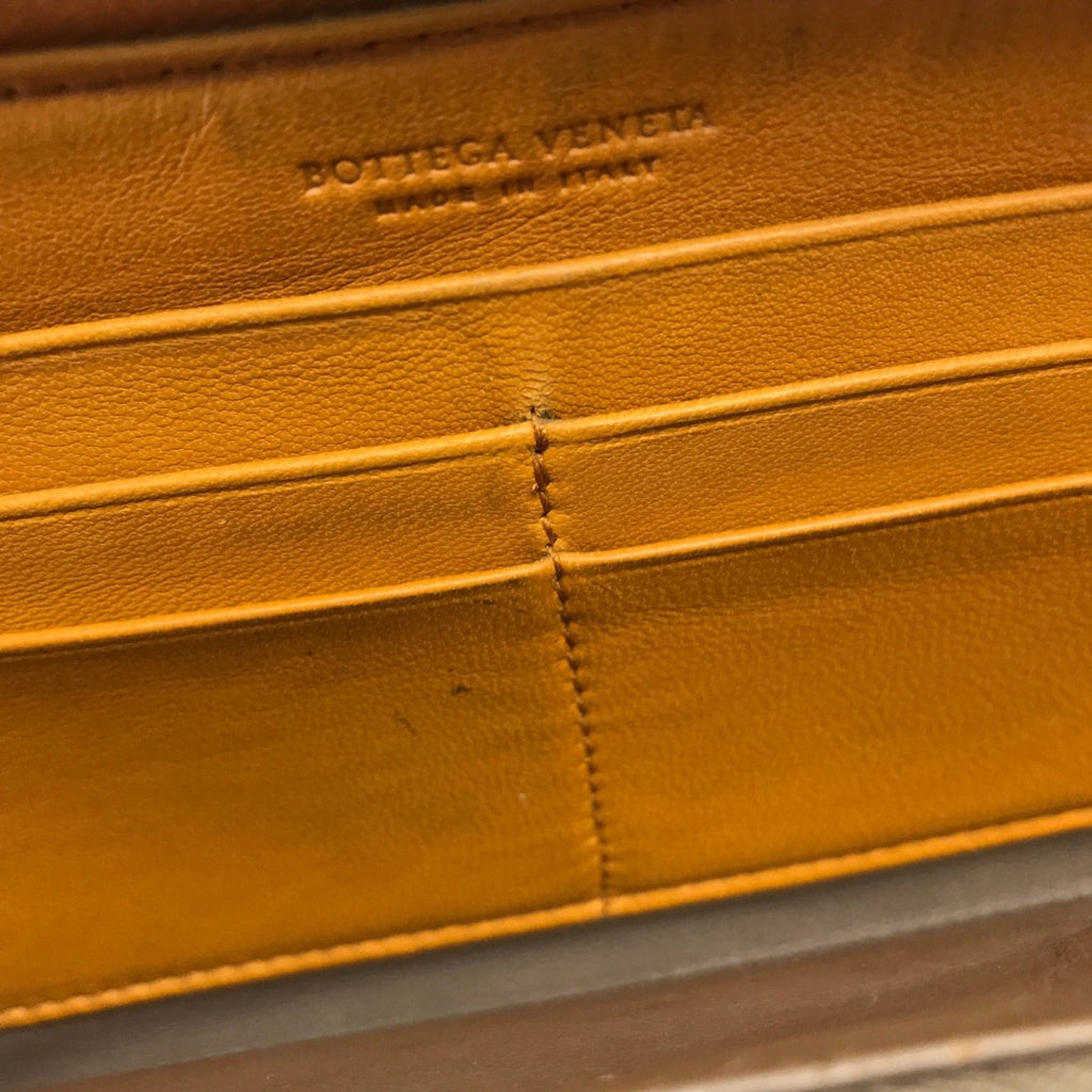 Bottega Veneta Orange Leather Long Wallet (Bi-Fold)