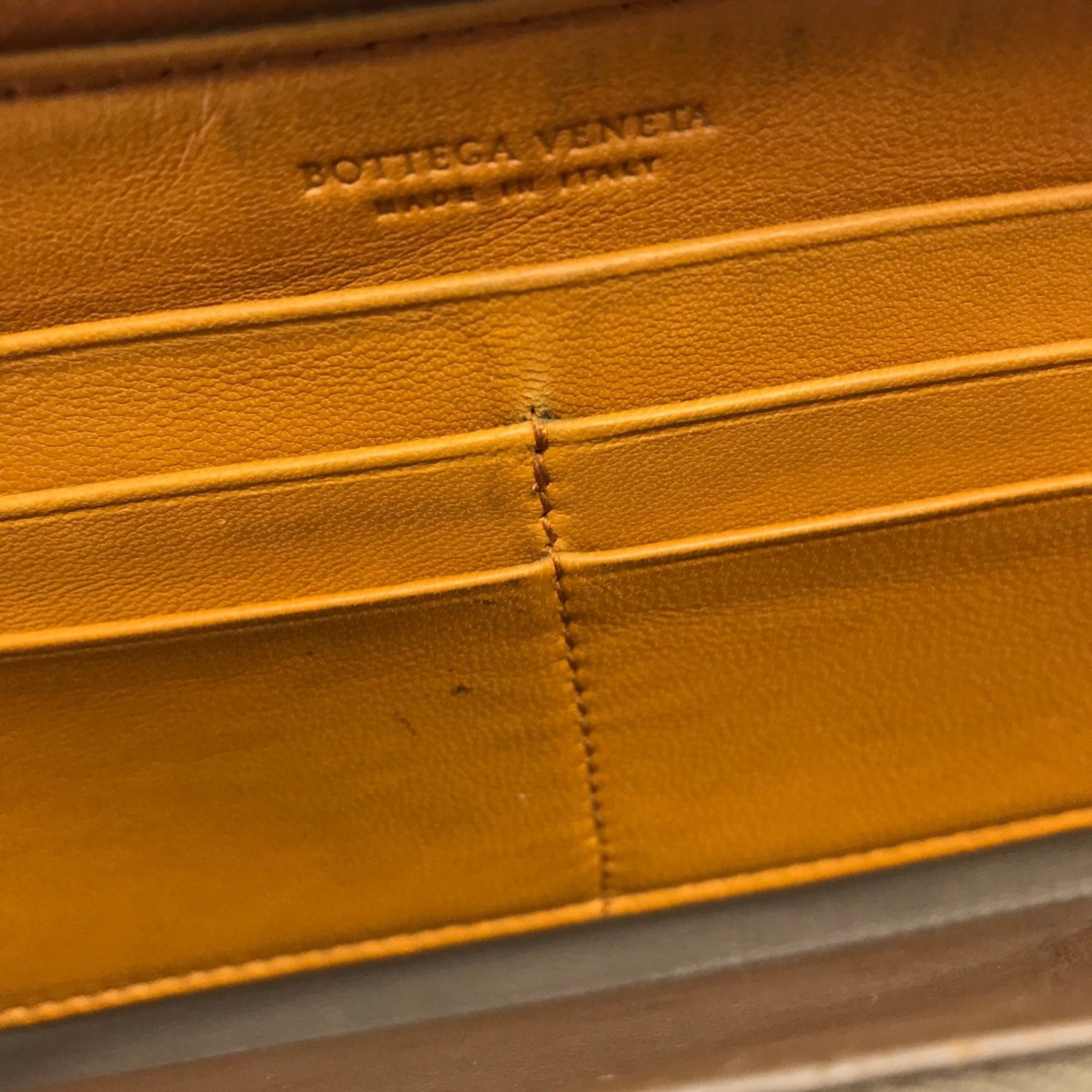 Bottega Veneta Orange Leather Long Wallet (Bi-Fold)
