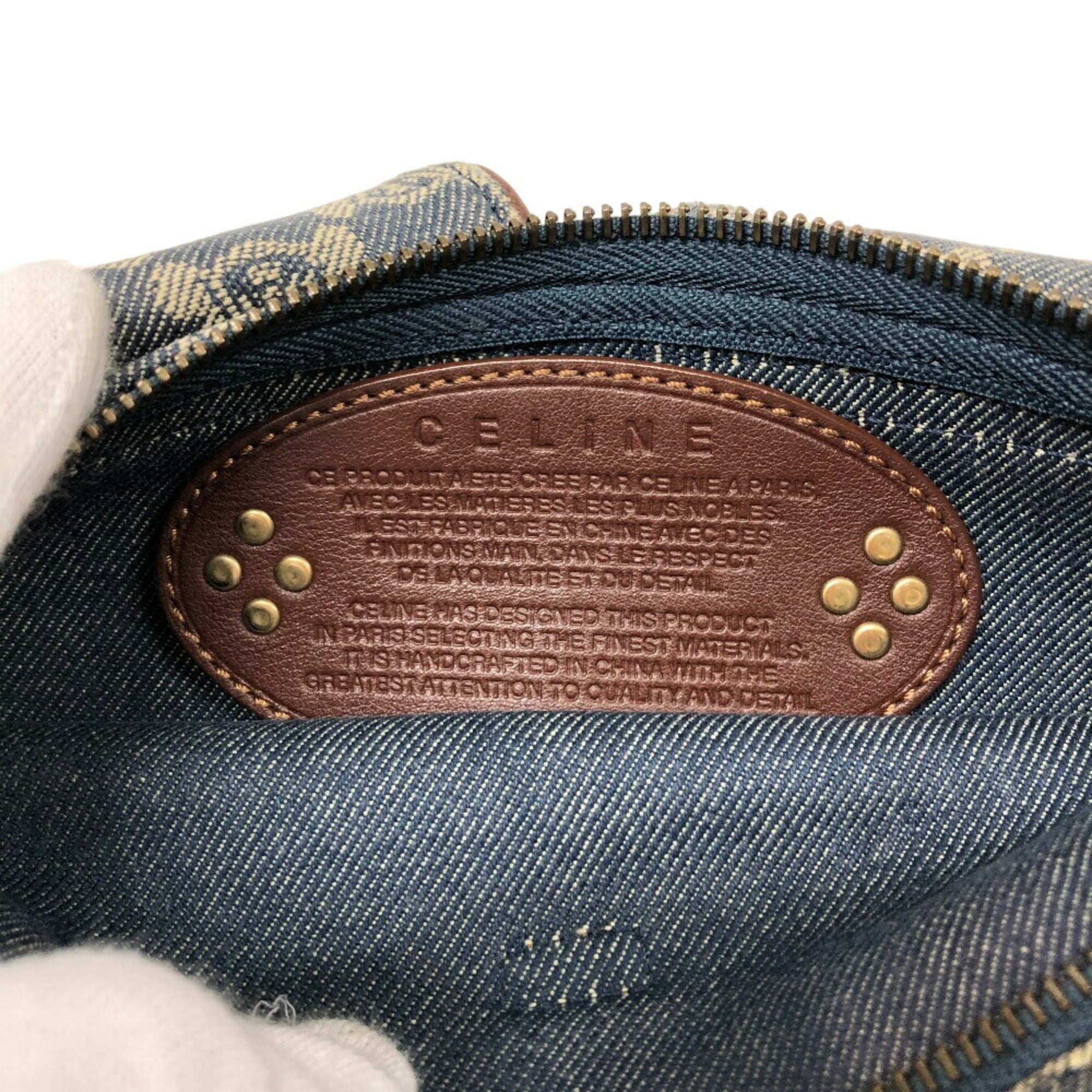 Celine Blue Brown Denim Leather Fanny Pack Sling Bag
