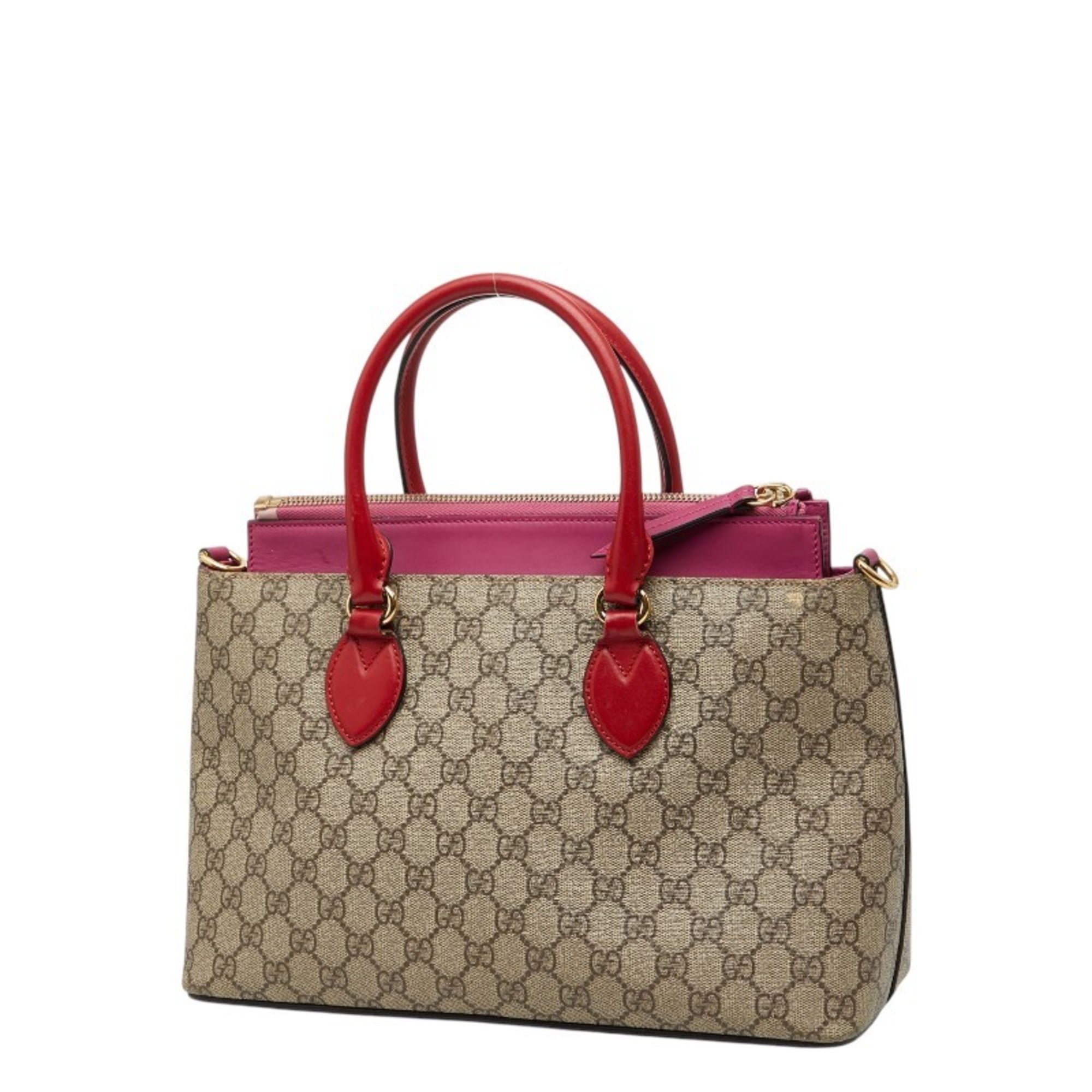 Gucci Beige Pink Red Color Pvc Leather Handbag Shoulder Bag (Pre-Owned)