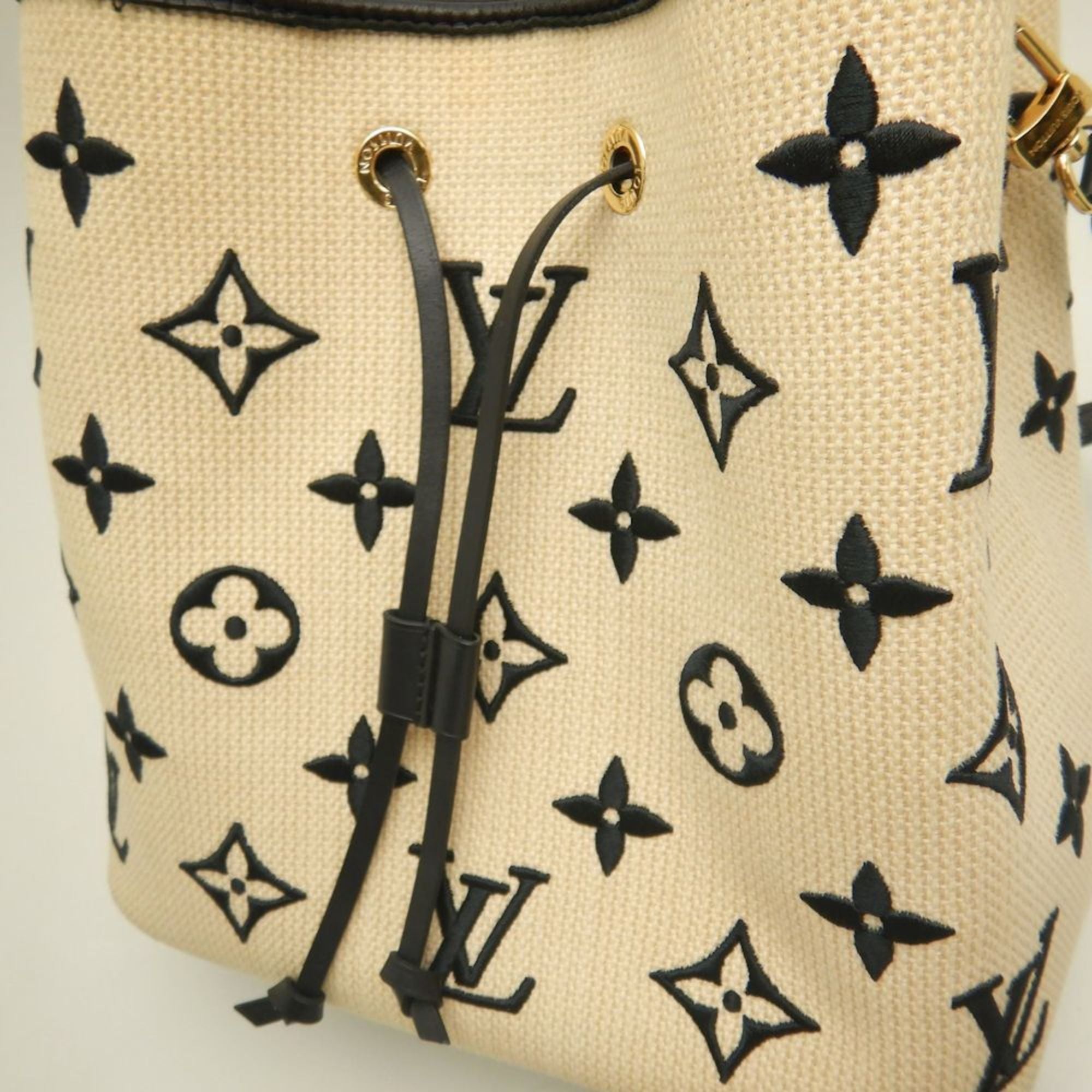 Louis Vuitton Beige Noir Cotton Canvas Leather Shoulder Bag