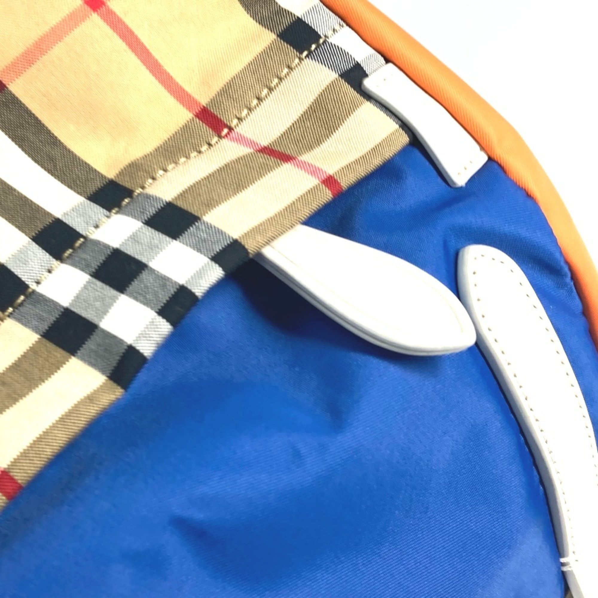 Burberry Beige Blue Orange Leather Canvas Backpack
