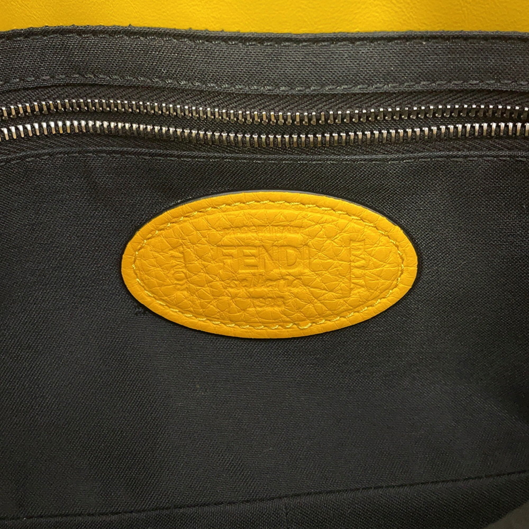 Fendi Selleria Black Yellow Leather Fanny Pack Shoulder Bag