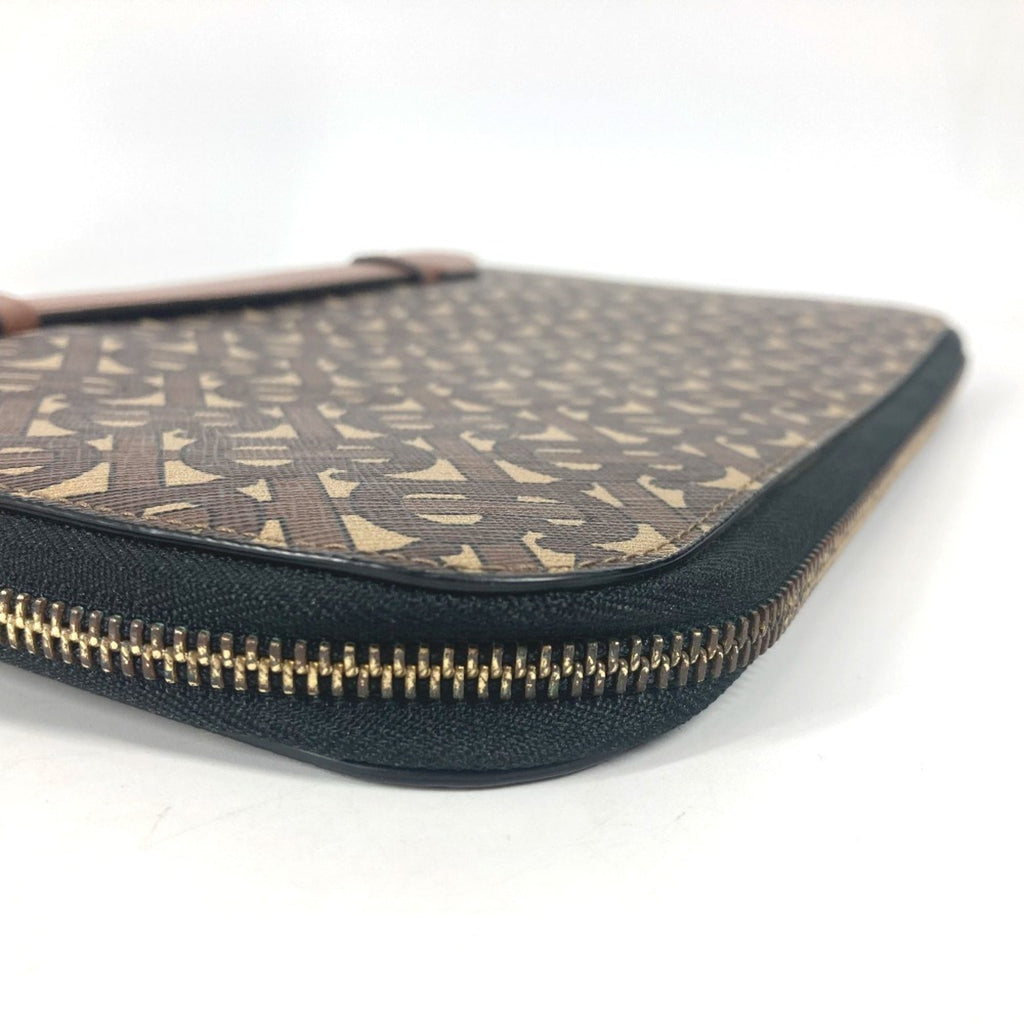 Burberry Brown Leather Canvas Clutch Bag Pouch