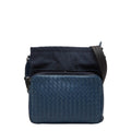 Bottega Veneta Blue Navy Leather Nylon Shoulder Bag