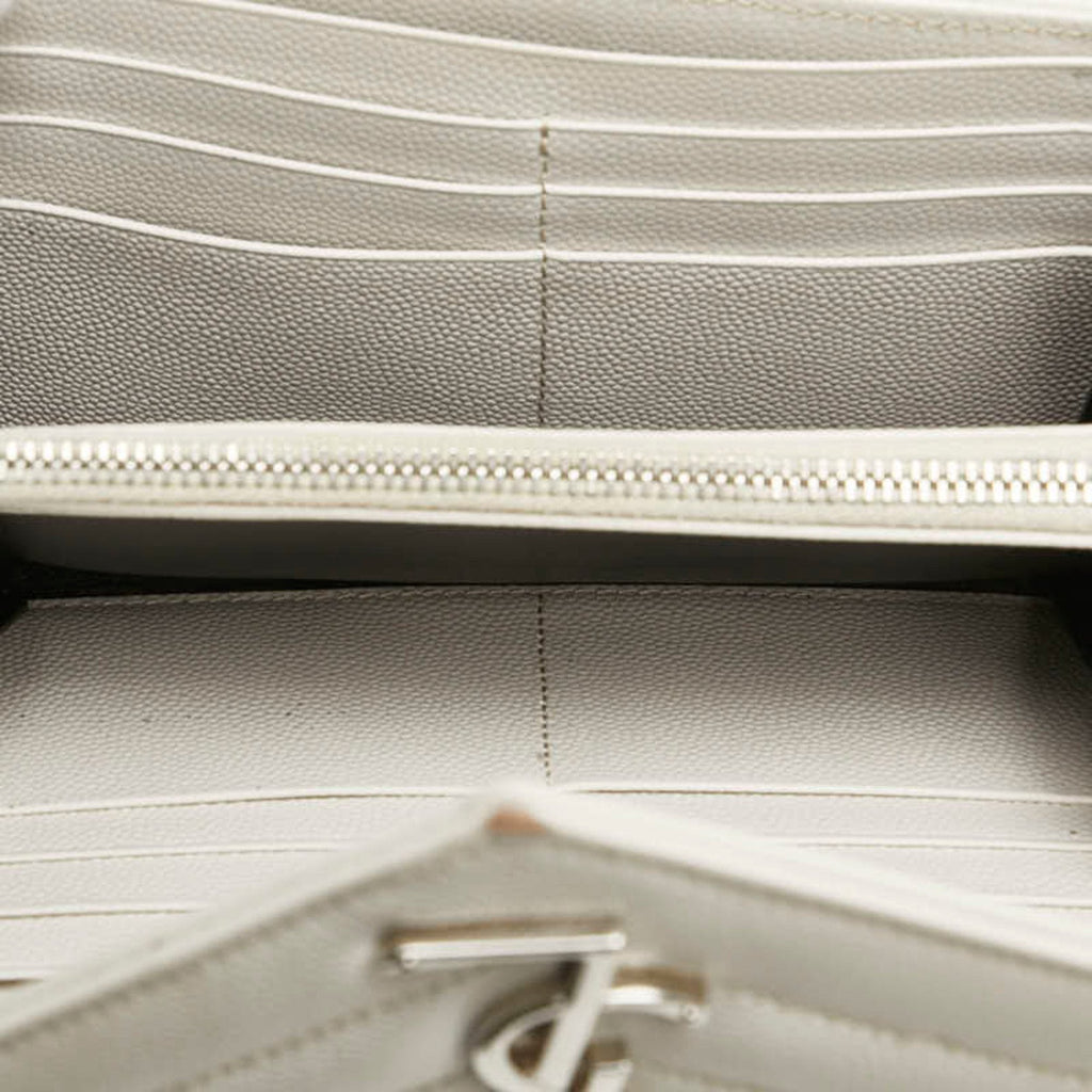 Saint Laurent White Leather Long Wallet (Bi-Fold) (Pre-Owned)
