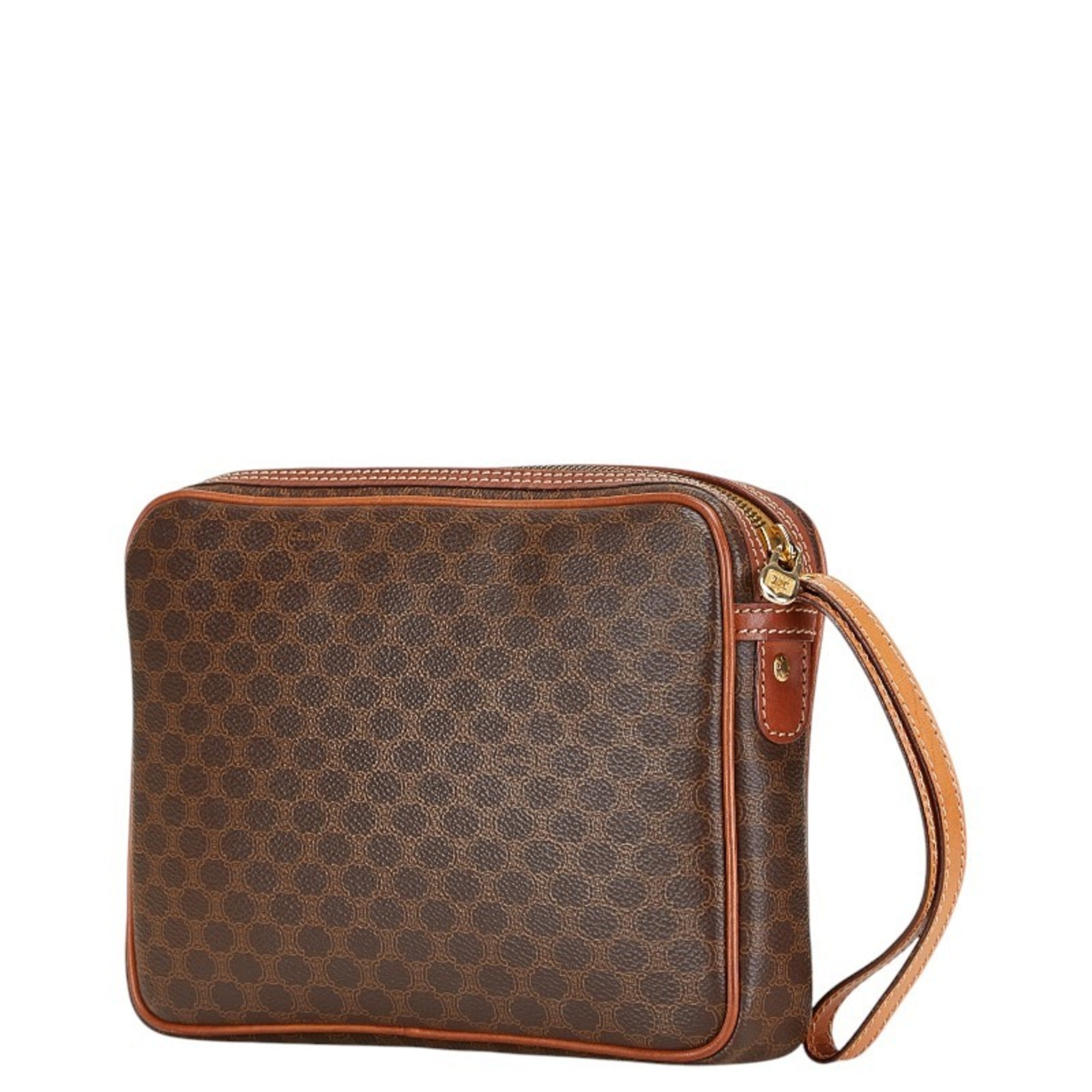 Celine Black Brown Pvc Leather Clutch Bag