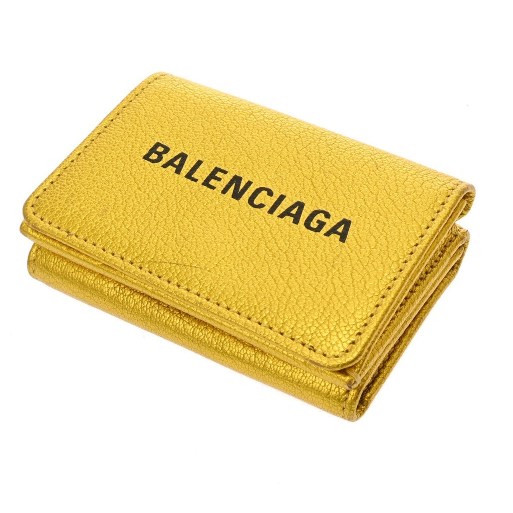 Balenciaga Metallic Gold Leather Wallet (Tri-Fold)