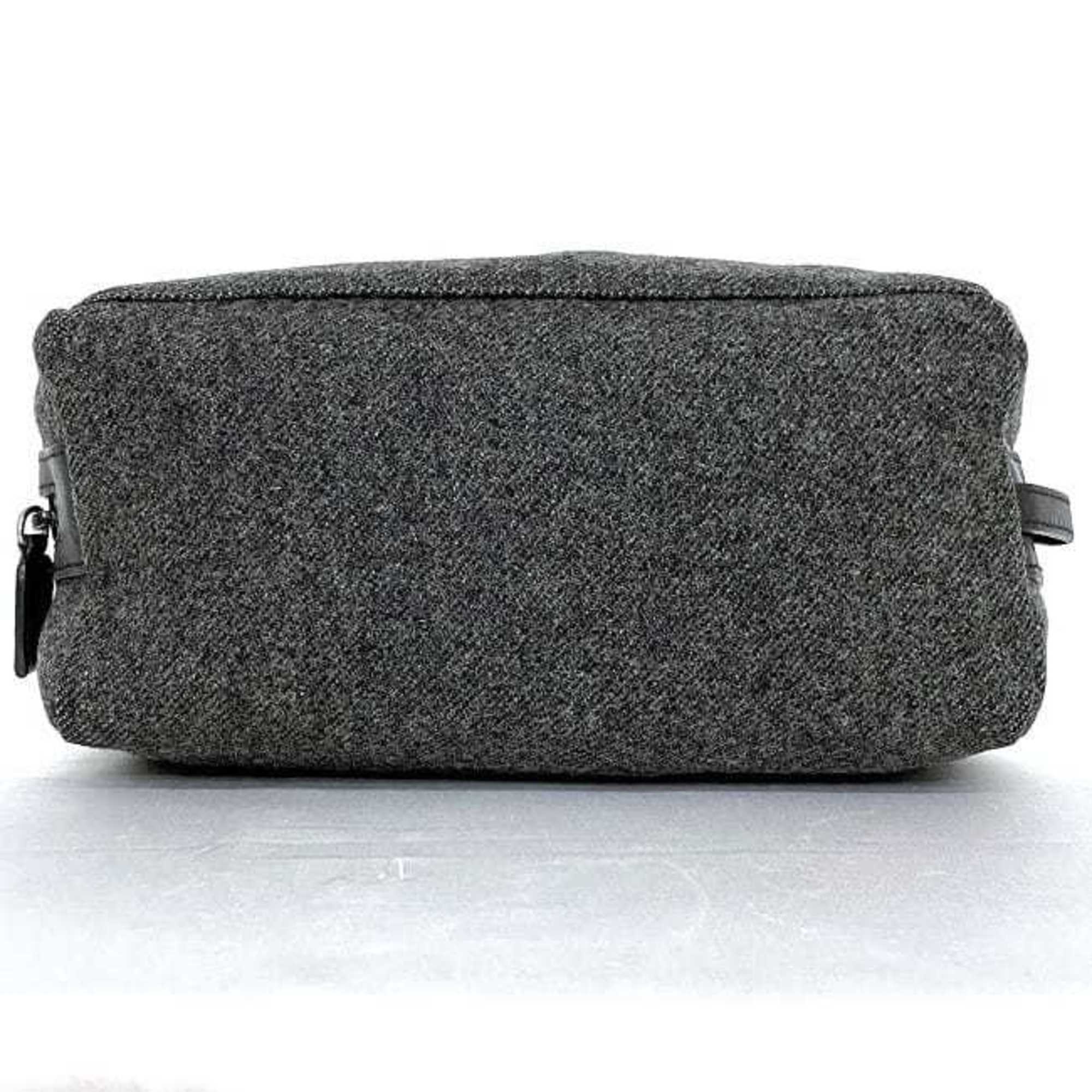 Prada Gray Tweed Wool Nylon Pouch