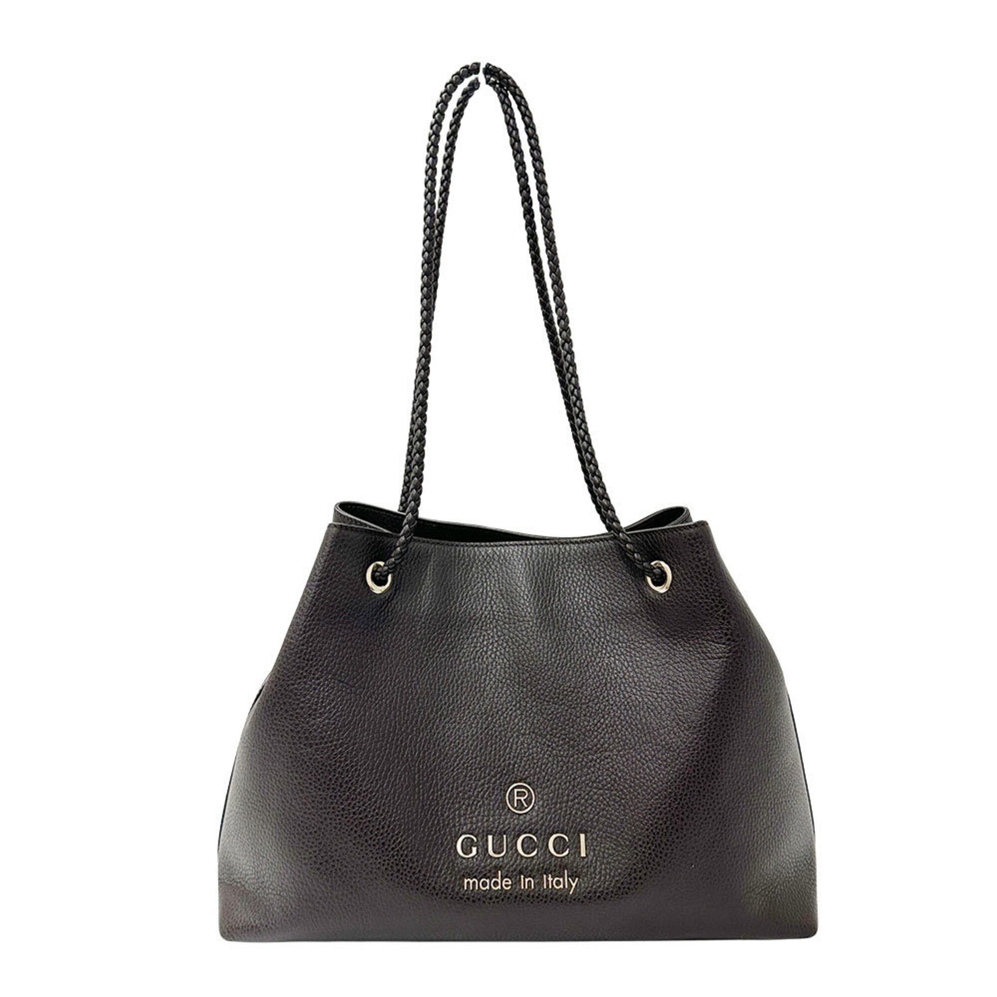Gucci Dark Brown Leather Handbag Tote Bag (Pre-Owned)