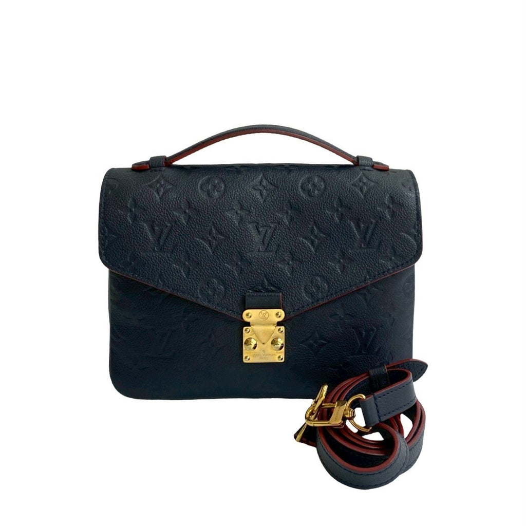 Louis Vuitton Navy Red Color Leather Handbag Shoulder Bag