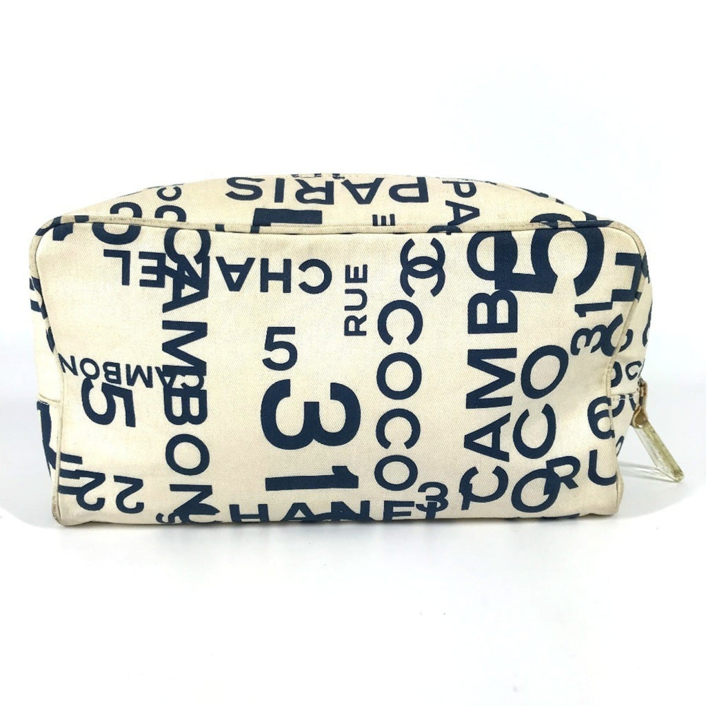 Chanel Navy White Canvas Clutch Bag