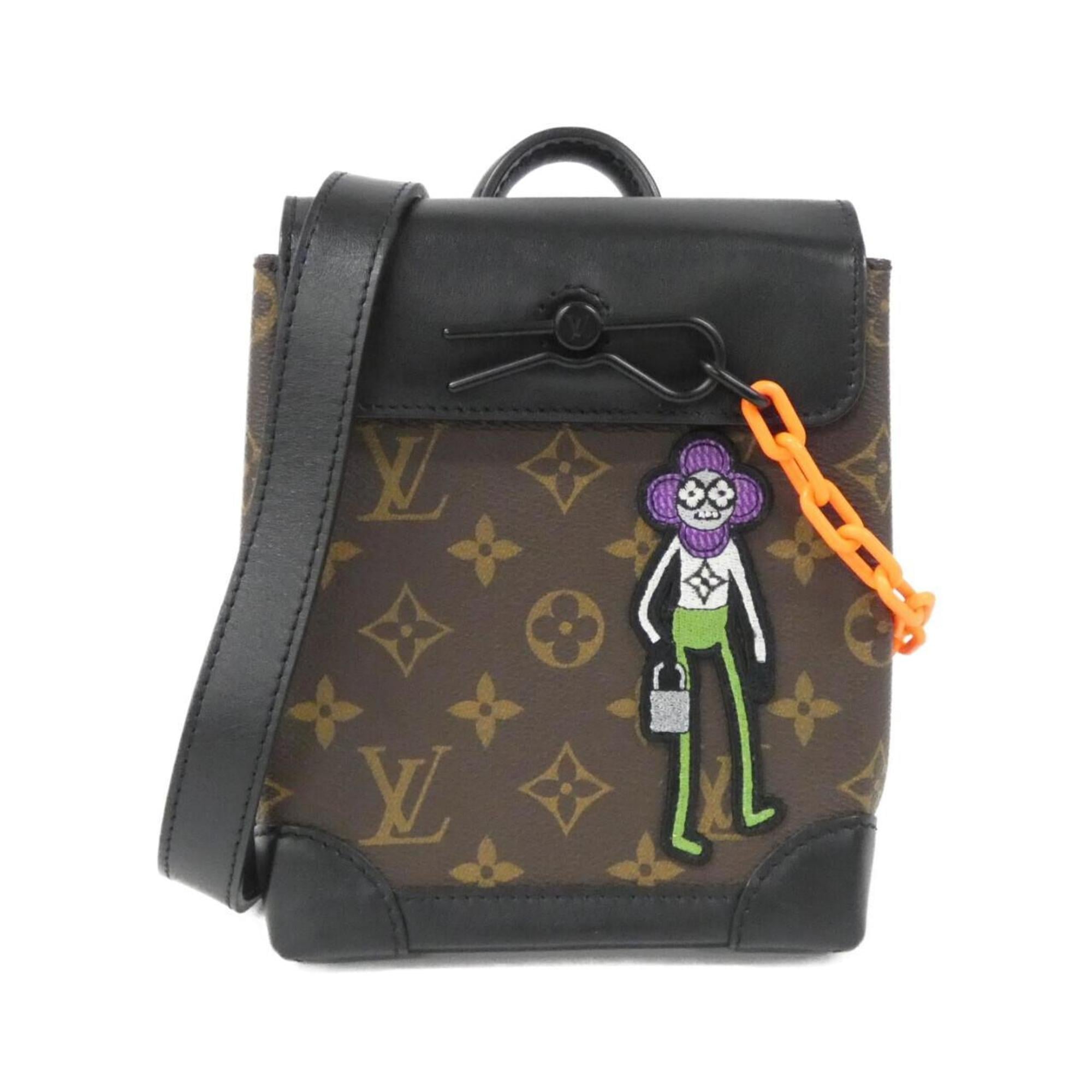 Louis Vuitton Black Brown Coated Canvas Shoulder Bag
