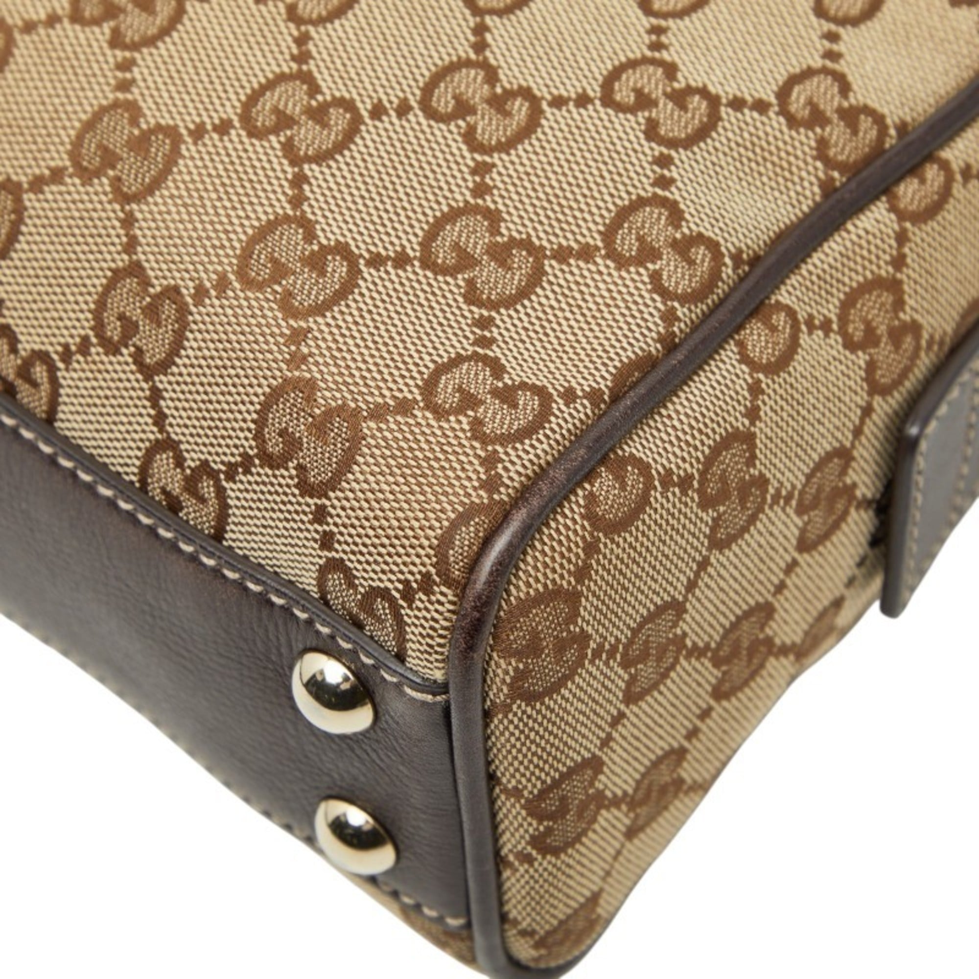 Gucci Beige Brown Gg Canvas Leather Handbag (Pre-Owned)