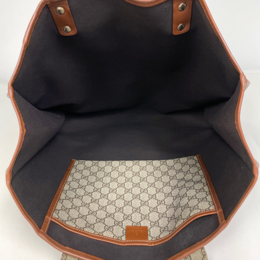Gucci Beige Brown Gg Supreme Leather Handbag Tote Bag (Pre-Owned)