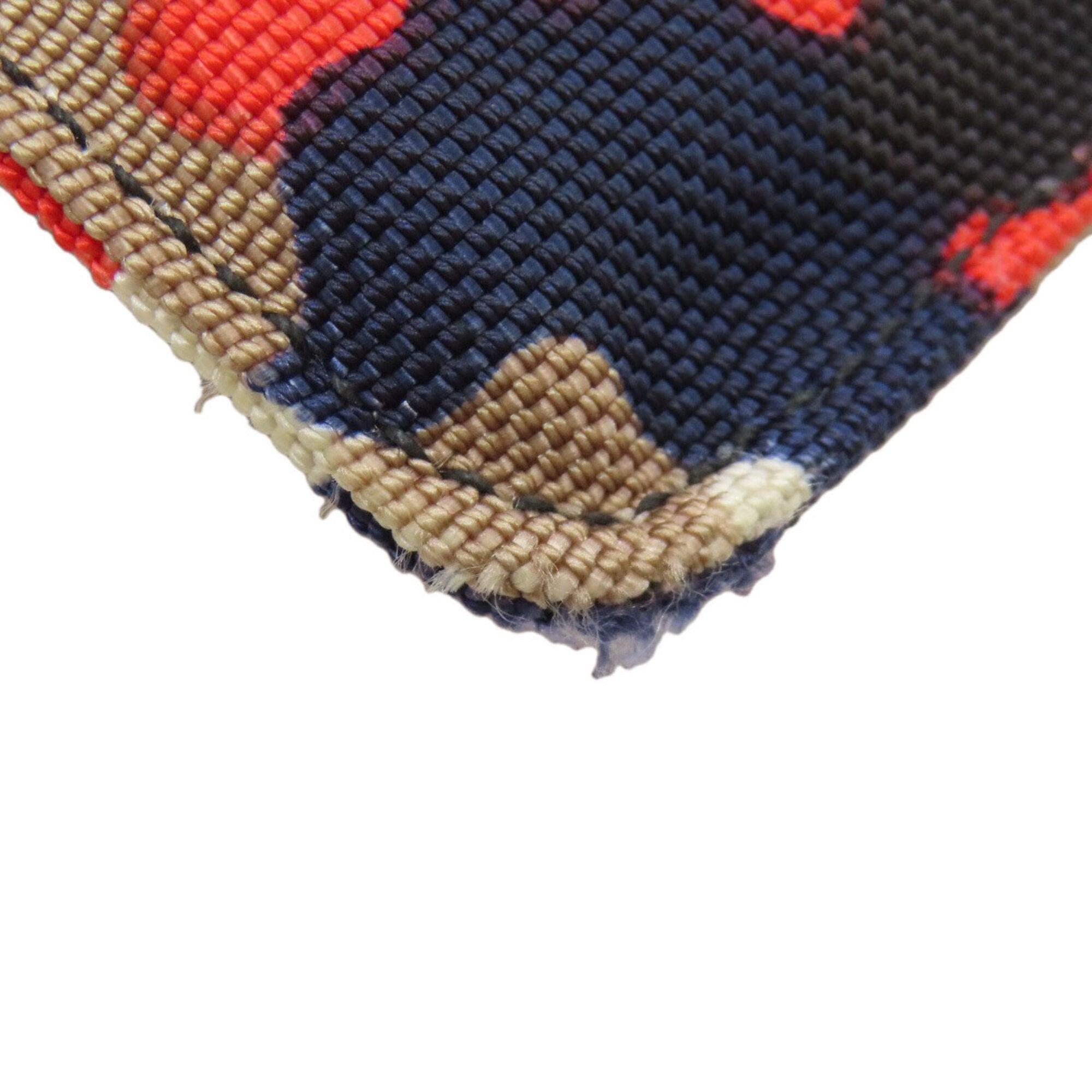 Prada Beige Navy Red Color Canvas Shoulder Bag