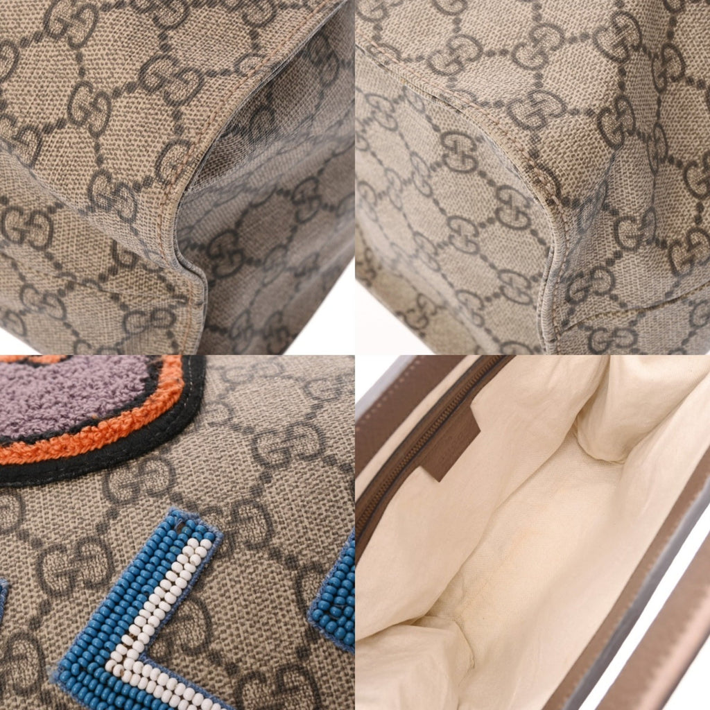 Gucci Beige Brown Gg Supreme Canvas Leather Shoulder Bag Tote Bag (Pre-Owned)
