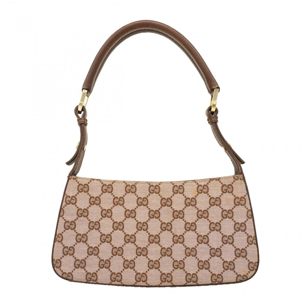 Gucci Brown Canvas Leather Handbag (Pre-Owned)