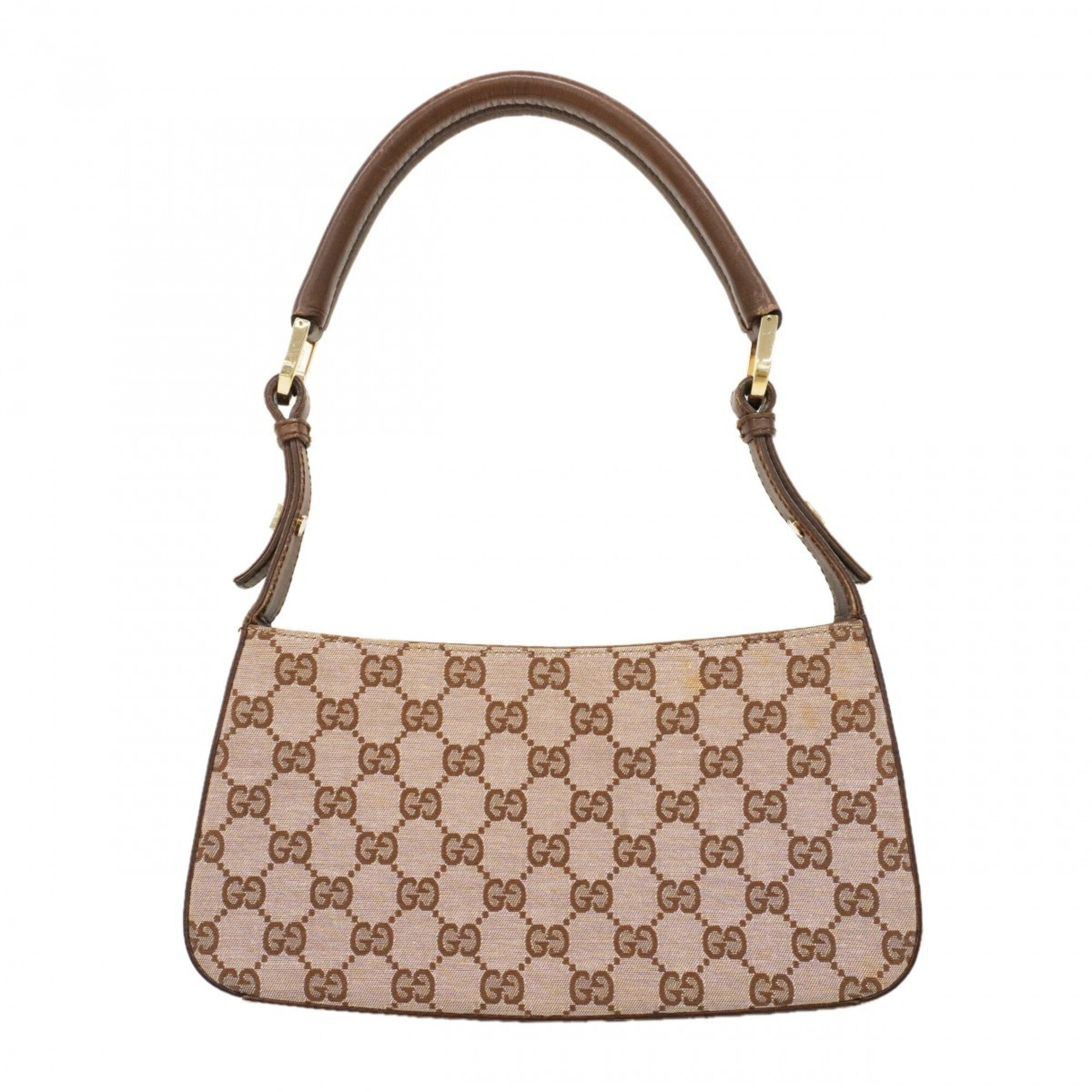 Gucci Brown Canvas Leather Handbag (Pre-Owned)